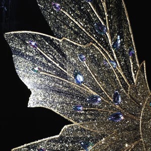 gold shimmery butterfly wings with lots of rhinestones  fairy costume gift fo girl costume wings butterfly for birthday flower girl