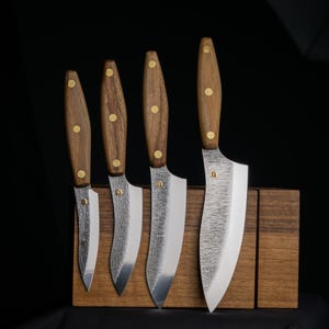 Kitchen knife set of 4 Handmade Kitchen Knives - Walnut Handle & X12MF Steel