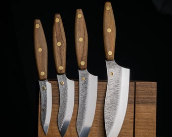 Kitchen knife set of 4 Handmade Kitchen Knives - Walnut Handle & X12MF Steel