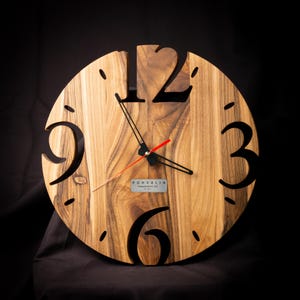 Wood Clock Made of Walnut Wood Wall Clock Wall Decor Gift Ideas for Housewarmings, Weddings, Anniversaries