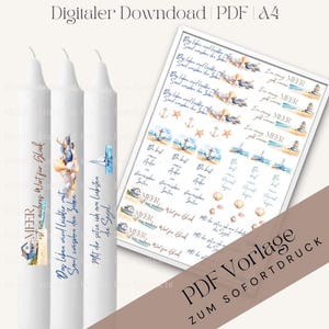 Candle file | Candle tattoo | PDF | Sea love | Baltic Sea | North Sea | Sea | PDF template | Printable | A4 | Template for waterslide