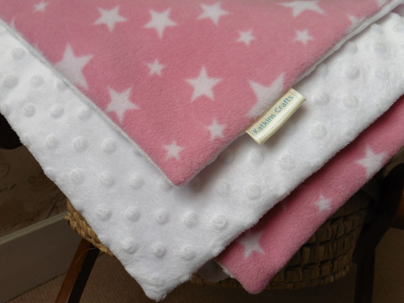 Pink Stars Baby & Toddler Pram Blanket in Cosy Fleece With Etsy