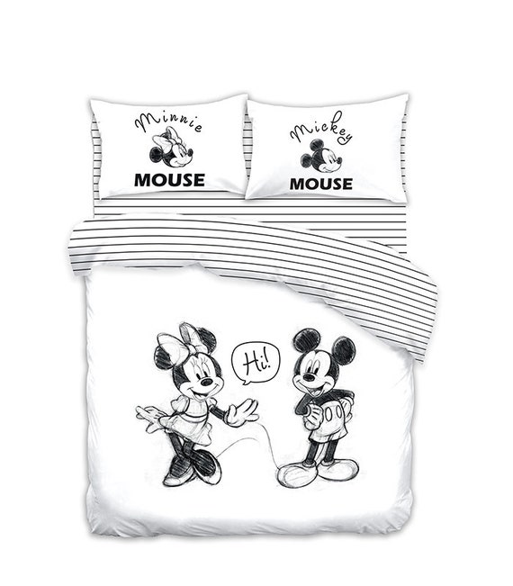 Grand afgunst officieel Disney Mickey and Minnie Hi 4-piece Cotton Bedding Set Queen - Etsy