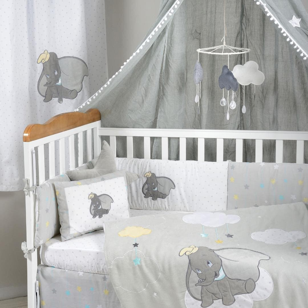 Disney Dumbo Gray & White Fitted Crib Sheet 