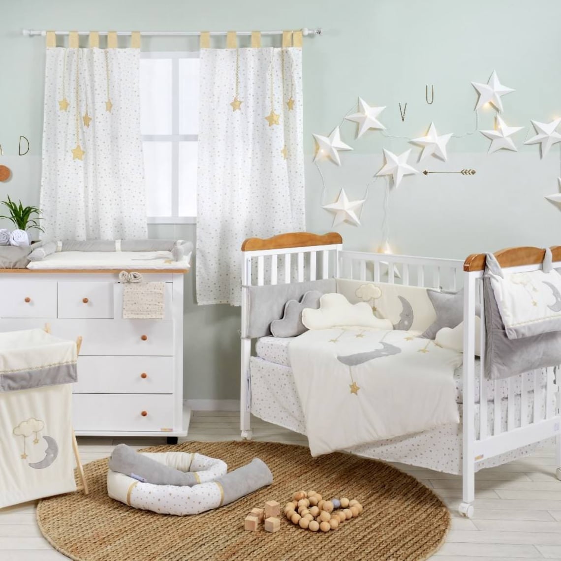 Moon and Stars Crib Bedding Set Nursery Crib Bedding 3 Piece Etsy