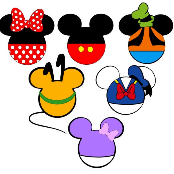 SVG Digital Download Mouse and Friends Ears digital cutting file (.svg) for Cricut/Silhouette cutting machines