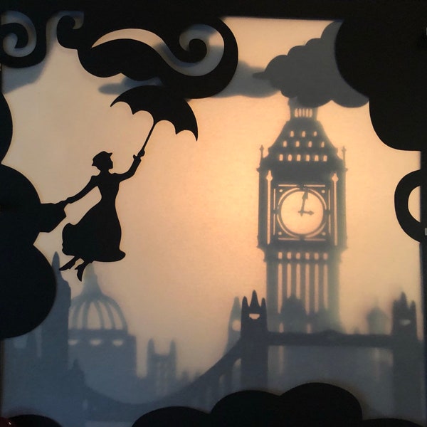 PNG SVG Digital Download Mary Poppins digital file for Shadow Box
