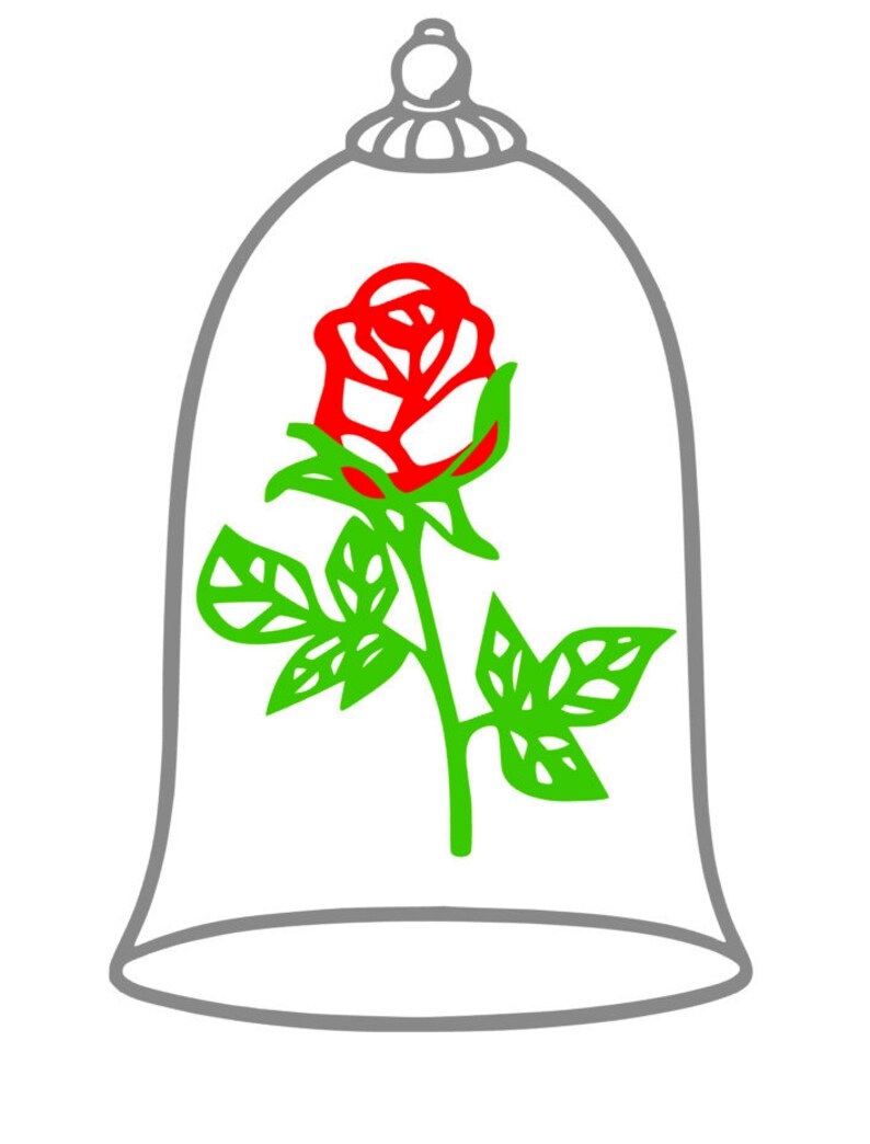 SVG Digital Download Beauty and The Beast Rose Jar/Dome .svg Etsy