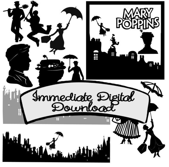 Svg Digital Download Mary Poppins Digital Cutting File Svg Etsy