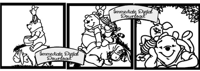 SVG Digital Download Pooh Shadow Boxes x3 files for CricutSilhouette Cameo cutting machines .svg