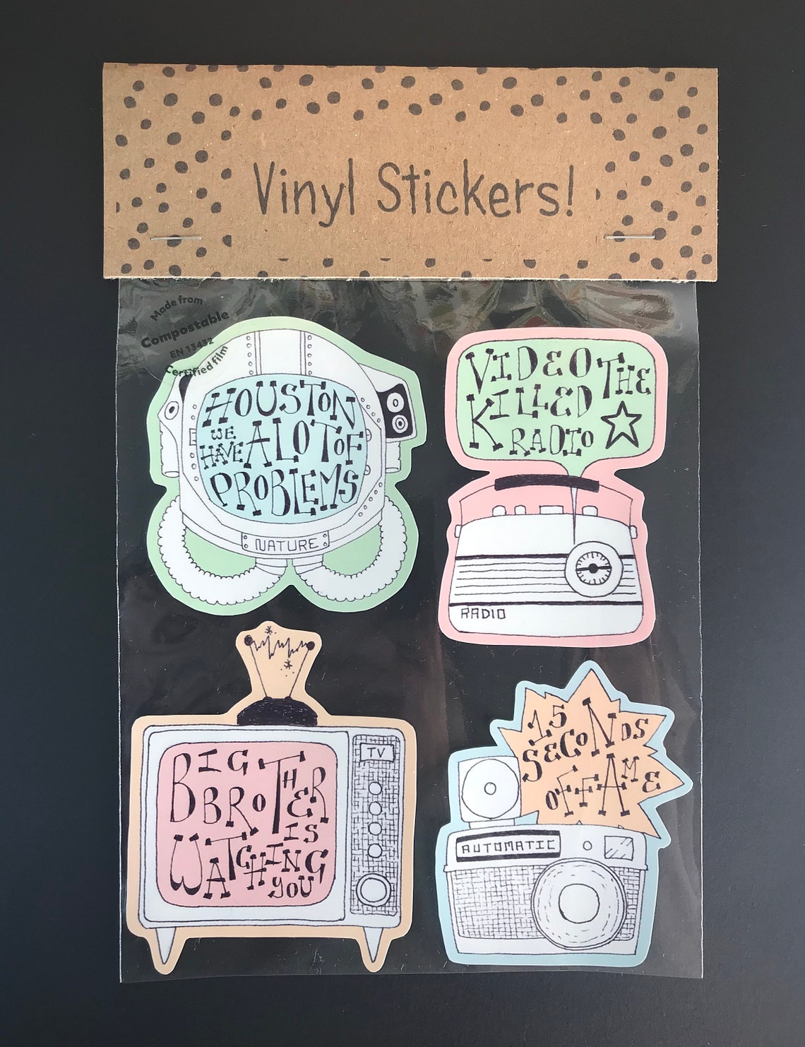VINYL STICKERS ECO Packaging Original Design Kitsch Etsy UK