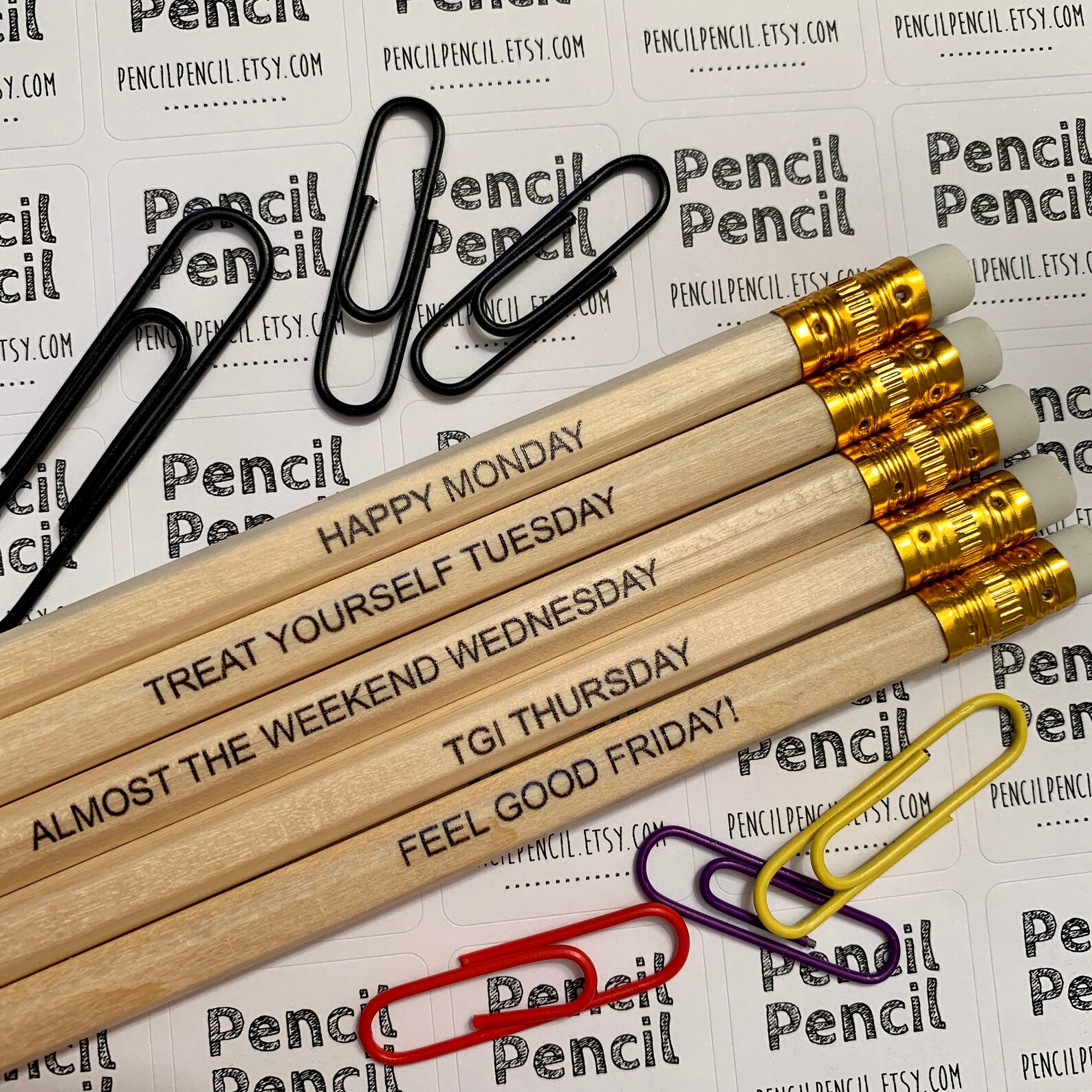 Days of the Week Quote Pencils HB Pack of 5 | Happy Monday | Treat ...