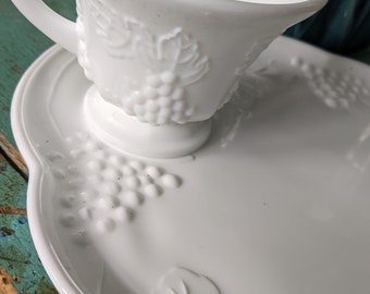 Colony Glass Harvest Milk Glass Snack Set (4 cups, 4 plates)