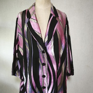 Vintage Oversized Devore Kimono Blouse – Metallic Ombre, Deep V