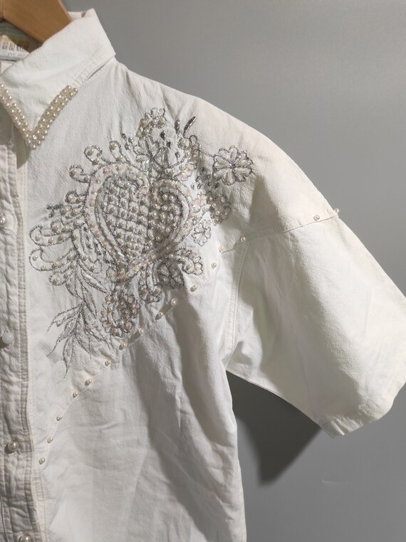 80s-90s embroidery shirt Vintage 80s 90s Embroidered Greek Mythology Button Up Shirt Grunge