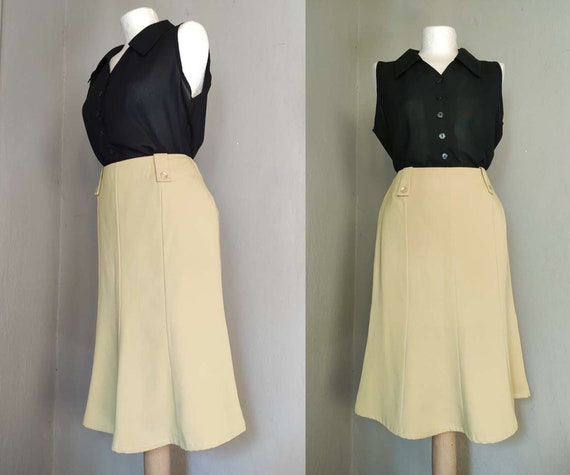 Vintage 40s style butter yellow skirt / bias cut h