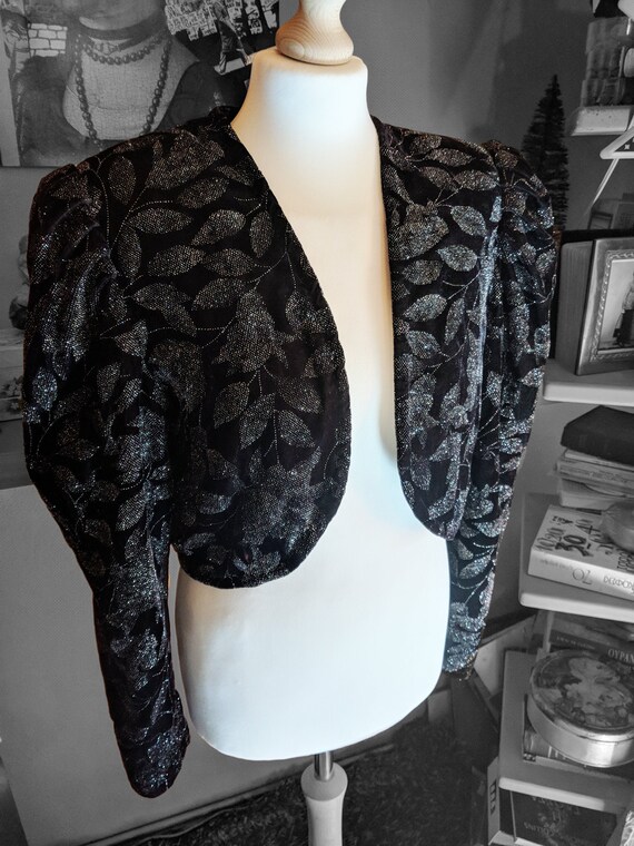 Vintage 80s all sparkles glam party bolero/ puff s