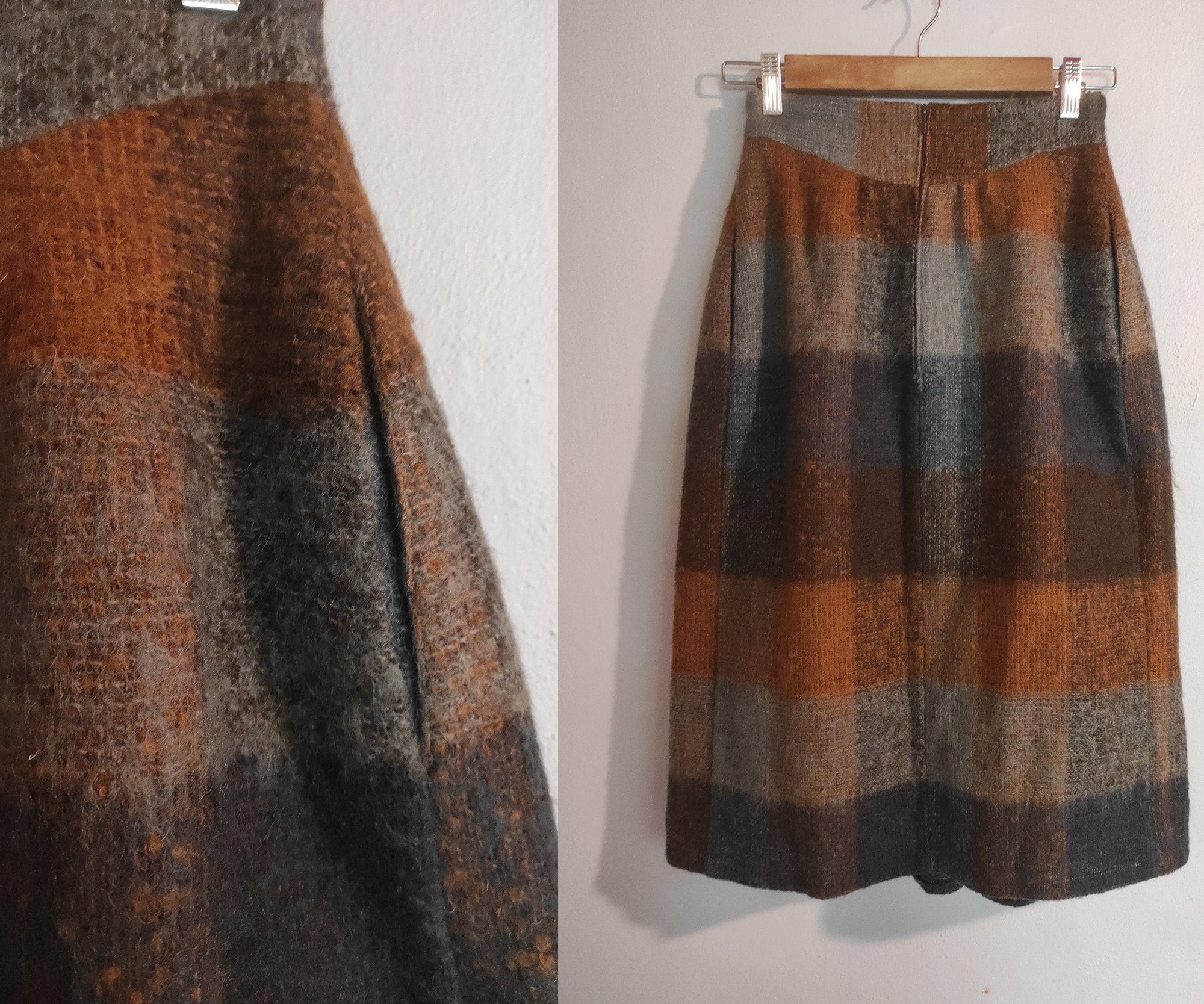 Vintage 90s Fluffy Mohair Autumnal Hues Pleated A Line Skirt - Etsy