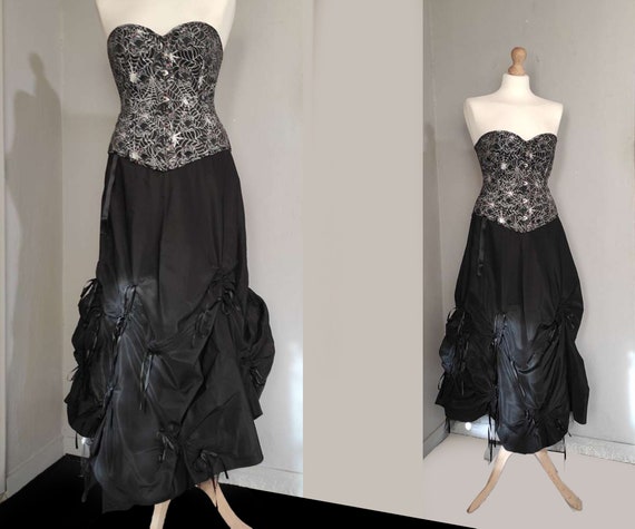 Extravagant black gathered skirt / gothic, steampu