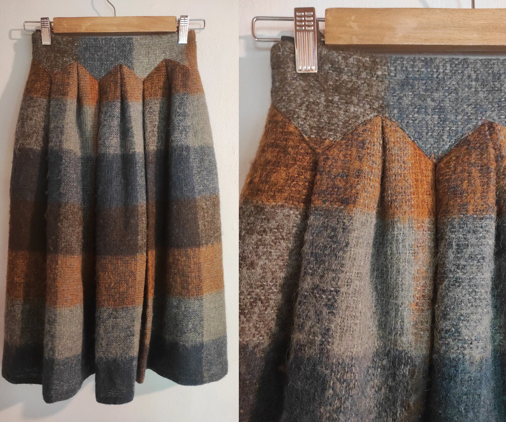 Vintage 90s Fluffy Mohair Autumnal Hues Pleated A Line Skirt - Etsy