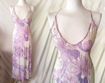 Vintage CarlaG Sheer Maxi Slip Dress in Romantic Floral Print