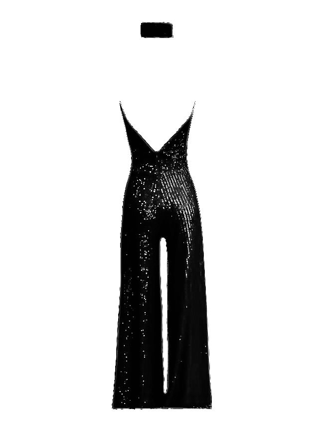 open lace back dress Dress the Population Women's Darian Sequin, Halter Neck Jumpsuit, Jet  Black, X-Small : Clothing, Shoes & Jewelry main image 1