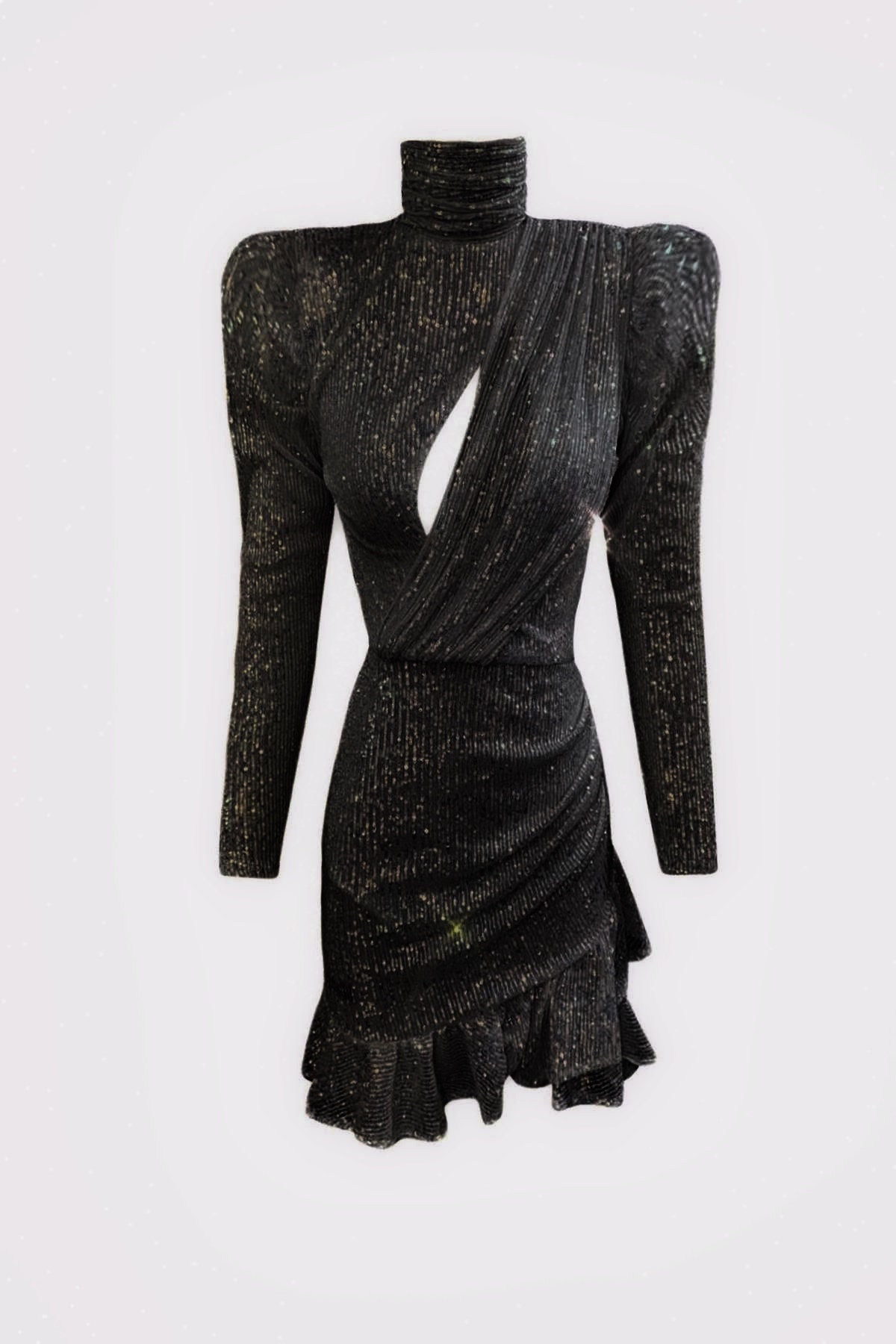 slim fit dress slacks Stardust Glitter Surplice Mini Dress main image 1