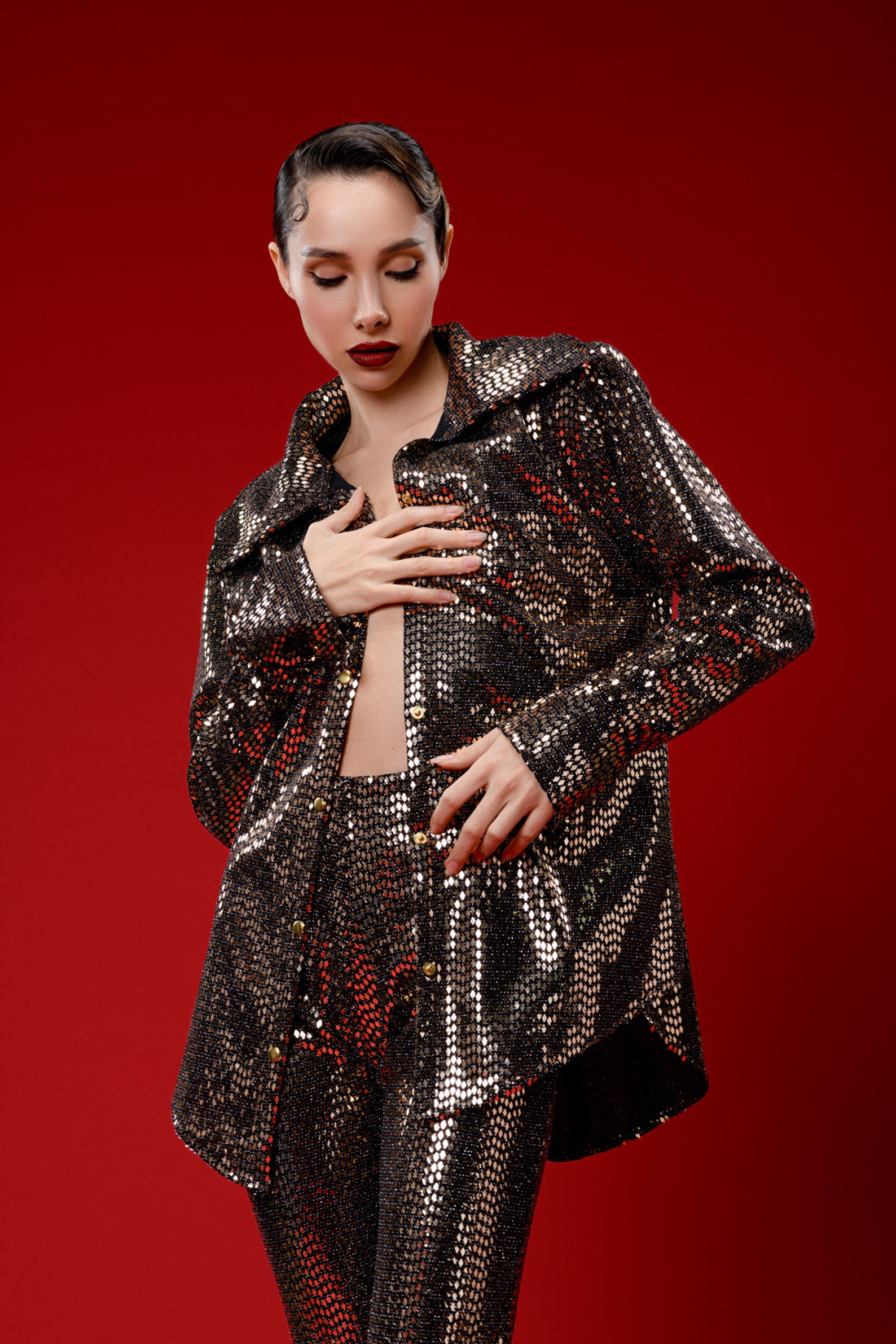 Glam Rave Sequin Gold Two Piece, 70s Disco, Rave Outfit Women, Two Piece Set ...