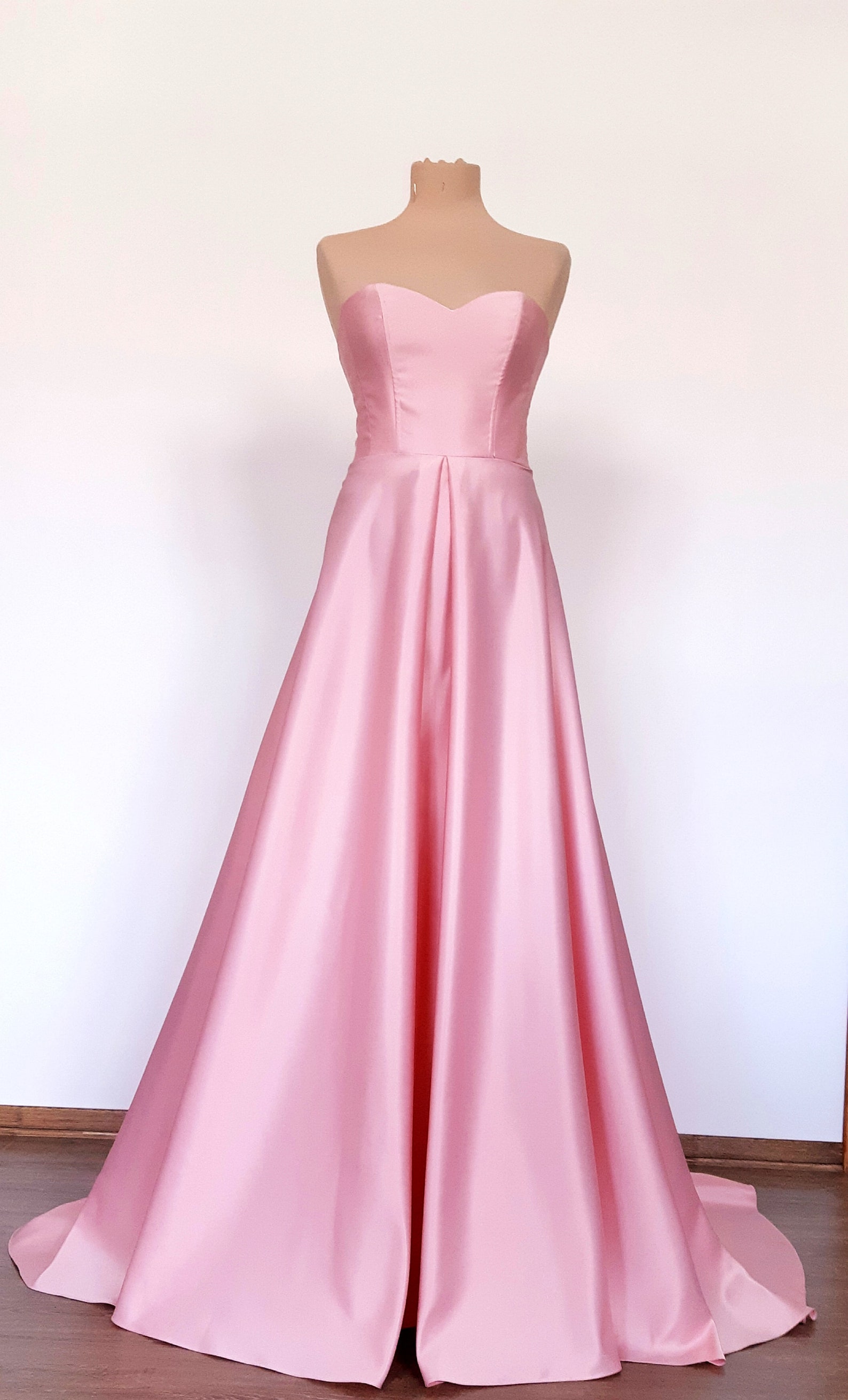 pink silk wedding dress