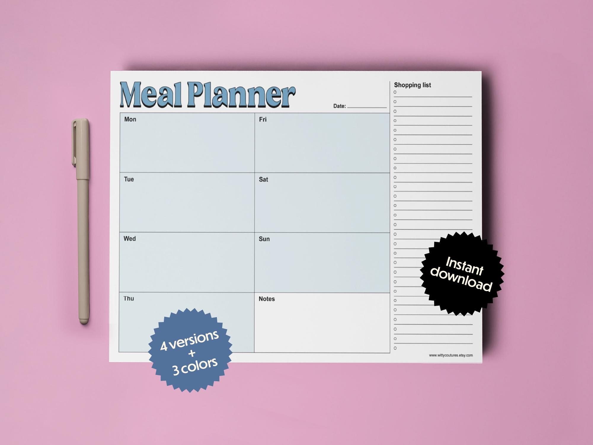 Landscape Weekly Meal Planner Template Food Planner Weekly Menu Planner Printable Meal Prep Template For 7 Day Menu Planner Instant Download