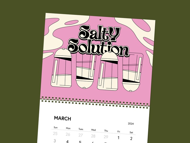Foodie Calendar 2024 Wall Decor Gift Illustrated Calendar 2024 Etsy