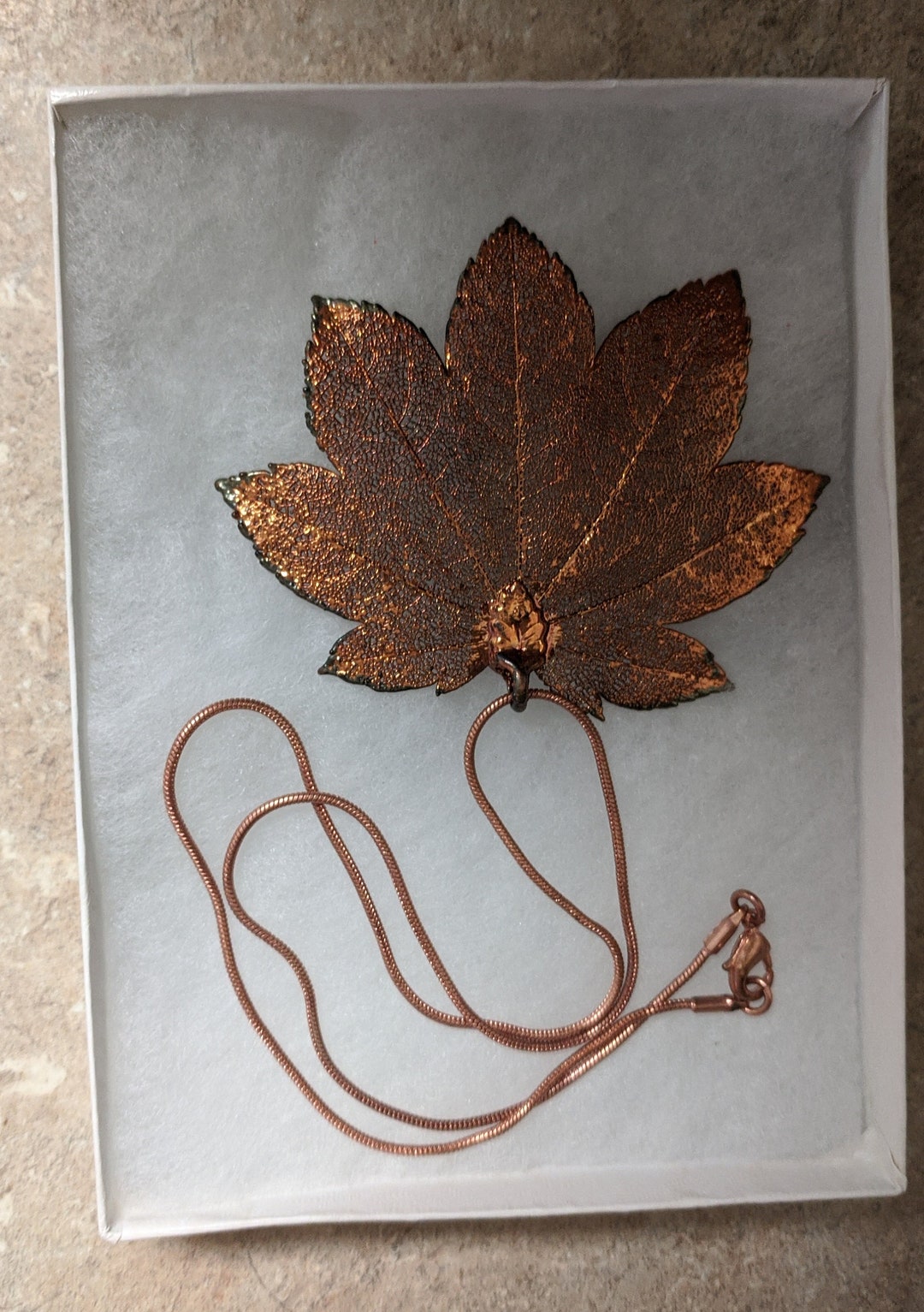 Copper Leaf Necklace Featuring Real Leaf Etsy