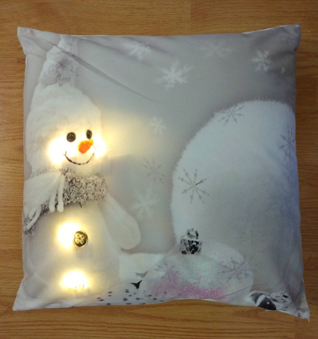 Holiday Throw Pillow Light up Snowman Decorative Christmas Pillow 14 X