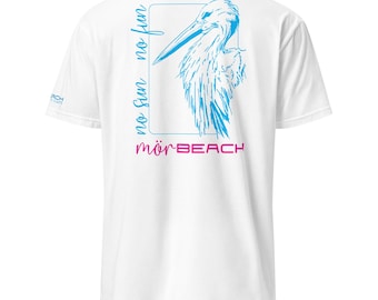 mörBEACH ooievaar T-shirt - minimalistisch lijntekening vogelontwerp, zomerse meerstijl, Neusiedlersee-vibe