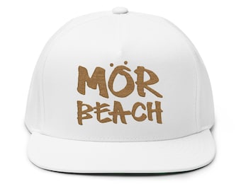 Strandmuts Snapback Hoed, mörBEACH, Geborduurde Zomerhoed, Neusiedlersee Oostenrijk, Surfer Lifestyle Gift