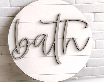 3D wood Shiplap Sign | BATH | Home | Farmhouse Decor | Tiered Tray Decor | SIZE 5in