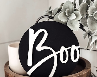 Mini Wood 3D Sign | BOO Sign | Halloween Tiered Tray Decor | Farmhouse | Size 5in