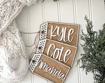 Personalized Wood Stocking Name Tags / Free Shipping