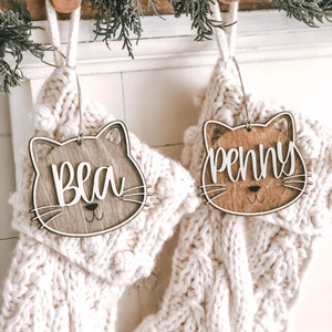 Personalized CAT Christmas Stocking Name Tags / CAT Tags / Personalized family stockings / Cat Stockings / Free Shipping / 4.5 inches