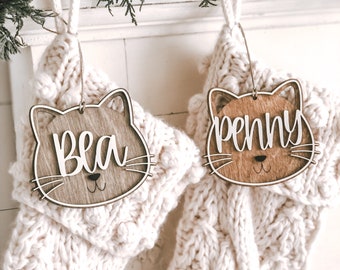 Personalized CAT Christmas Stocking Name Tags / CAT Tags / Personalized family stockings / Cat Stockings / Free Shipping / 4.5 inches