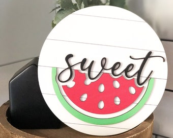 3D wood Sweet Sign | WATERMELON | Summer | Farmhouse Decor | Tiered Tray Decor