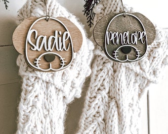 Personalized Wood DOG Stocking Tag, Free Shipping