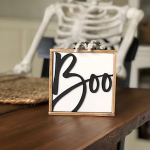 Mini Wood 3D Sign | BOO Sign | Halloween Tiered Tray Decor | Farmhouse | SIZE 5x5