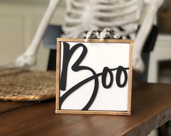 Mini Wood 3D Sign | BOO Sign | Halloween Tiered Tray Decor | Farmhouse | SIZE 5x5