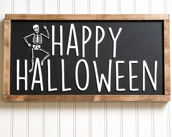 3D Halloween Sign | HAPPY HALLOWEEN Sign | Skeleton Decor | Fall Decor | Size 10 x 20 | Ships Free