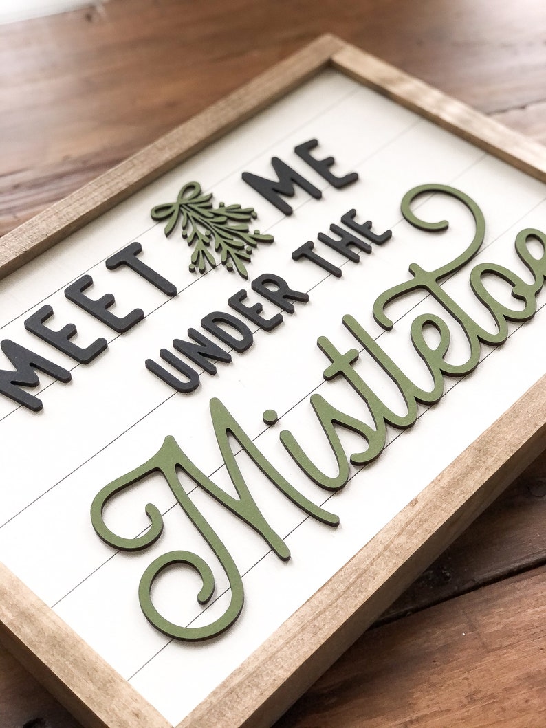 Shiplap Farmhouse Christmas | Choose Size | Meet Me Under The MISTLETOE | 3D Wood Sign | Ships free image 3