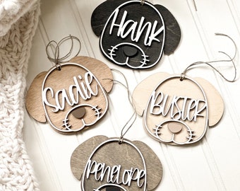 Personalized Wood DOG Ornament, Personalized Pet Gift, Free Shipping