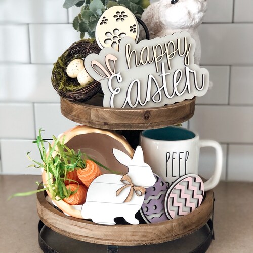 Easter Tiered Tray Decor Bundle Easter Mini Signs Easter Etsy