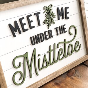 Shiplap Farmhouse Christmas | Choose Size | Meet Me Under The MISTLETOE | 3D Wood Sign | Ships free image 2