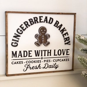 3D Gingerbread Bakery Sign | Farmhouse Christmas | Coffee Bar | Kitchen Decor